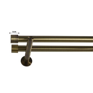 19/19mm Metall Gardinenstange Vorhangstange 2-läufig Messing Antik Modern Zoya 320 cm