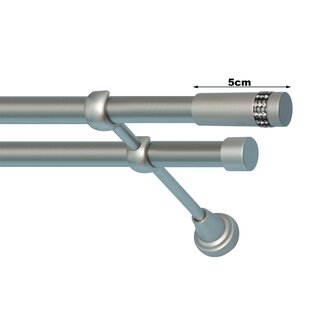 19/19mm Metall Gardinenstange Vorhangstange 2-lufig Satin Matt Classic DOLA 120 cm