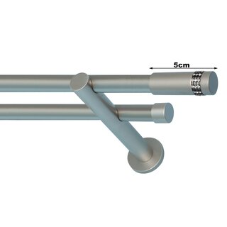 19/19mm Metall Gardinenstange Vorhangstange 2-lufig Satin Matt Modern DOLA 160 cm