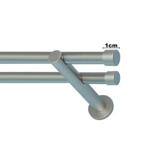 19/19mm Metall Gardinenstange Vorhangstange 2-lufig Satin Matt Modern ZOYA 160 cm