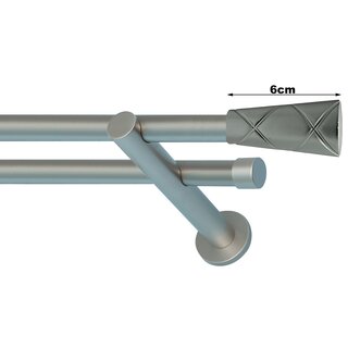 19/19mm Metall Gardinenstange Vorhangstange 2-lufig Satin Matt Modern NEL 480 cm