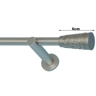 19mm Metall Gardinenstange Vorhangstange 1-läufig Satin Matt Modern LAKY 200 cm