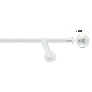 19mm Metall Gardinenstange Vorhangstange 1-lufig Wei Glanz Modern BIG BALL 540 cm (3x180cm)