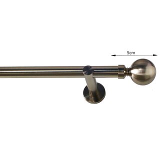19mm Metall Gardinenstange Vorhangstange 1-lufig Edelstahl Optik Modern DAFNE 360 cm