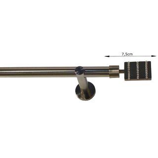 19mm Metall Gardinenstange Vorhangstange 1-läufig Edelstahl Optik Modern KAMA 160 cm