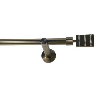 19mm Metall Gardinenstange Vorhangstange 1-lufig Edelstahl Optik Modern KAMA 180 cm