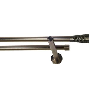 19/19mm Metall Gardinenstange Vorhangstange 2-lufig Edelstahl Optik Modern LAKY 160 cm