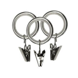 Sento Gardinenringe mit Klammern Leise Rutenringe F�r 19mm Stangen Edelstahl Optik