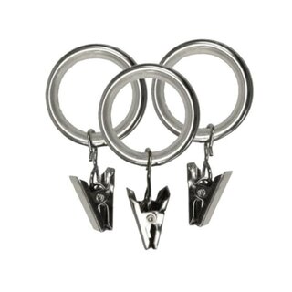 Gardinenringe mit Klammern Leise Rutenringe Fr 19mm Stangen Edelstahl Optik 12x