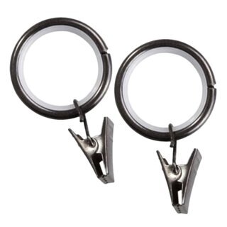 Sento Gardinenringe mit Klammern Leise Rutenringe F�r 19mm Stangen Schwarz Glanz