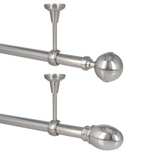 Sento 25mm Gardinenstange Vorhangstange Metall Deckenmontage Edelstahl Optik