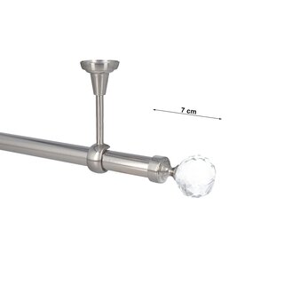 Sento Gardinenstange Vorhangstange 25mm 1-lufig Deckenmontage Edelstahl Optik 120 cm CARLA