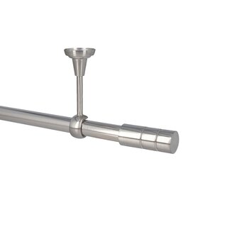 Sento Gardinenstange Vorhangstange 25mm 1-lufig Deckenmontage Edelstahl Optik 120 cm ILUSION