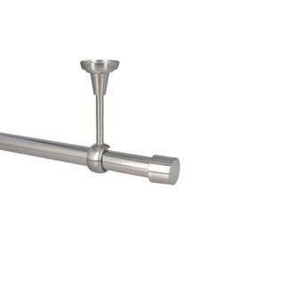 Sento Gardinenstange Vorhangstange 25mm 1-lufig Deckenmontage Edelstahl Optik 160 cm ALBANA