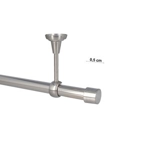Sento Gardinenstange Vorhangstange 25mm 1-lufig Deckenmontage Edelstahl Optik 160 cm ALBANA