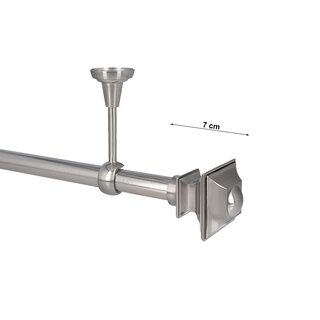 Sento Gardinenstange Vorhangstange 25mm 1-lufig Deckenmontage Edelstahl Optik 240 cm BAROCCO