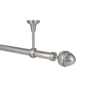 Sento Gardinenstange Vorhangstange 25mm 1-lufig Deckenmontage Edelstahl Optik 320 cm DONATA