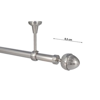 Sento Gardinenstange Vorhangstange 25mm 1-lufig Deckenmontage Edelstahl Optik 360 cm DONATA