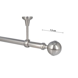 Sento Gardinenstange Vorhangstange 25mm 1-lufig Deckenmontage Edelstahl Optik 480 cm BONA