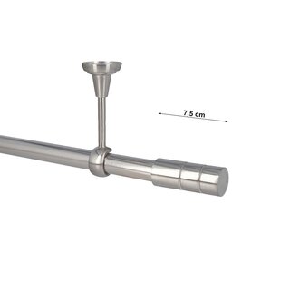 Sento Gardinenstange Vorhangstange 25mm 1-lufig Deckenmontage Edelstahl Optik 480 cm ILUSION