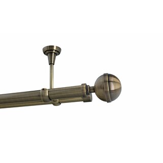 Sento 25/19mm Gardinenstange Vorhangstange 2-lufig Deckenmontage Messing Antik 140 cm BONA