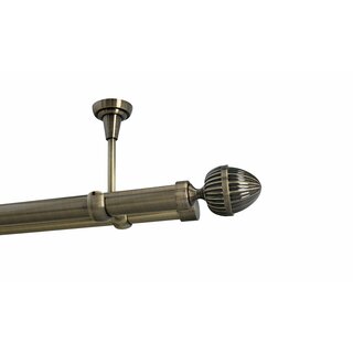 Sento 25/19mm Gardinenstange Vorhangstange 2-lufig Deckenmontage Messing Antik 160 cm DONATA