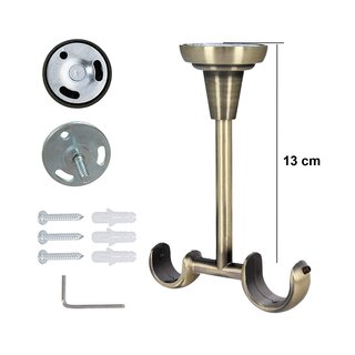 Sento 25/19mm Gardinenstange Vorhangstange Metall Deckenmontage Messing Antik 160 cm Donata