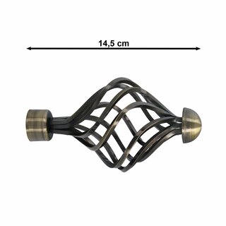 Sento 25/19mm Gardinenstange Vorhangstange 2-lufig Deckenmontage Messing Antik 160 cm GRACJA
