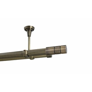 Sento 25/19mm Gardinenstange Vorhangstange 2-lufig Deckenmontage Messing Antik 280 cm ILUSION