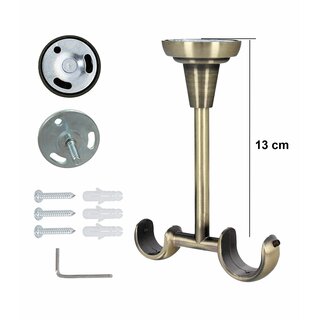 Sento 25/19mm Gardinenstange Vorhangstange 2-lufig Deckenmontage Messing Antik 360 cm AVANTI