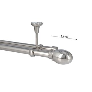 Sento Gardinenstange Vorhangstange 25/19mm 2-lufig Deckenmontage Edelstahl Optik 120 cm TULIA