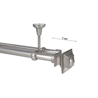 Sento Gardinenstange Vorhangstange 25/19mm 2-lufig Deckenmontage Edelstahl Optik 140 cm BAROCCO