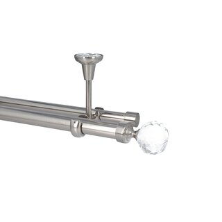 Sento Gardinenstange Vorhangstange 25/19mm 2-lufig Deckenmontage Edelstahl Optik 140 cm CARLA
