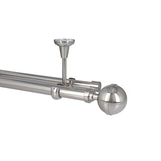 Sento Gardinenstange Vorhangstange 25/19mm 2-lufig Deckenmontage Edelstahl Optik 200 cm BONA