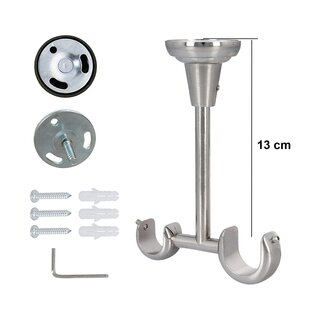 Sento Gardinenstange Vorhangstange 25/19mm 2-lufig Deckenmontage Edelstahl Optik 200 cm BONA