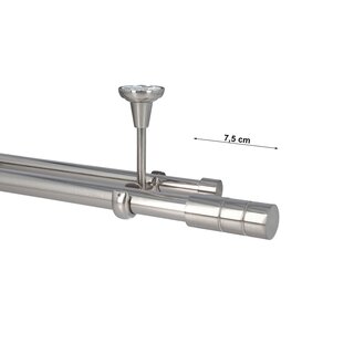 Sento Gardinenstange Vorhangstange 25/19mm 2-lufig Deckenmontage Edelstahl Optik 280 cm ILUSION
