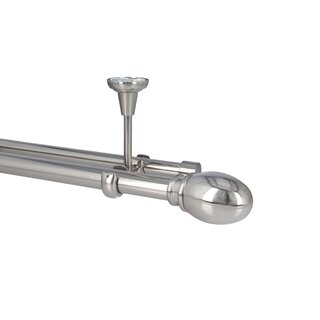 Sento Gardinenstange Vorhangstange 25/19mm 2-lufig Deckenmontage Edelstahl Optik 280 cm TULIA