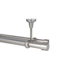 Sento 25/19mm Gardinenstange Vorhangstange Metall Deckenmontage Edelstahl Optik 320 cm Albana