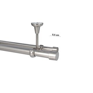 Sento 25/19mm Gardinenstange Vorhangstange Metall Deckenmontage Edelstahl Optik 320 cm Albana