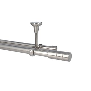 Sento Gardinenstange Vorhangstange 25/19mm 2-lufig Deckenmontage Edelstahl Optik 480 cm ILUSION