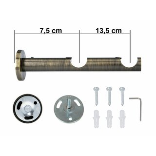 Sento Metall Zubehr fr  16 mm Gardinenstangen in Messing Antik  16/16mm Wandhalter Modern