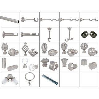 Sento 25mm Metall Zubeh�r f�r Gardinenstangen Vorhangstangen Edelstahl Optik