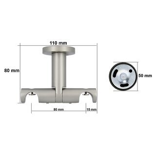 Sento 19/19mm Metall Gardinenstange mit Innenlauf Deckenmontage Satin Matt