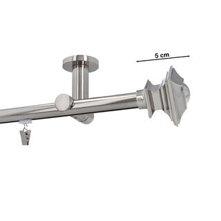 Gardinenstange Innenlauf 19mm 1-l�ufig Deckenmontage Edelstahl Optik 400 cm Barocco
