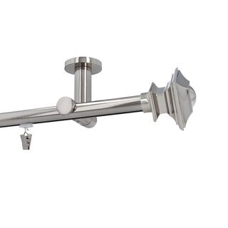 Gardinenstange Innenlauf 19mm 1-l�ufig Deckenmontage Edelstahl Optik 400 cm Barocco