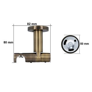 Sento 19mm Metall Gardinenstange mit Innenlauf Deckenmontage Messing Antik
