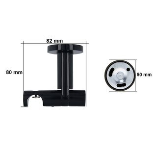 Sento 19mm Metall Gardinenstange mit Innenlauf Deckenmontage Schwarz Glanz