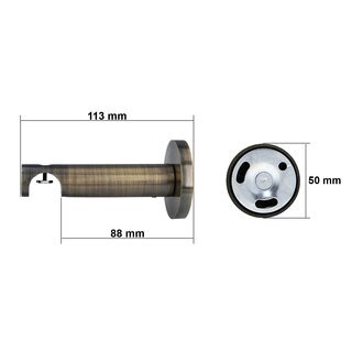 Sento 19mm Metall Gardinenstange mit Innenlauf Wandmontage Messing Antik
