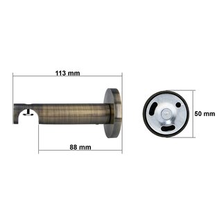 Sento Gardinenstange Innenlauf 19mm 1-l�ufig Wandmontage Messing Antik