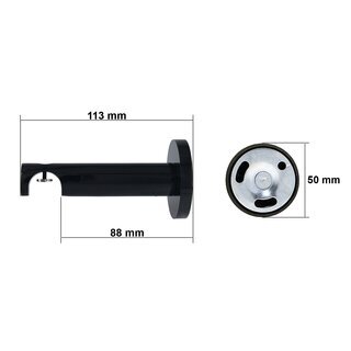 Sento 19mm Metall Gardinenstange mit Innenlauf Wandmontage Schwarz Glanz